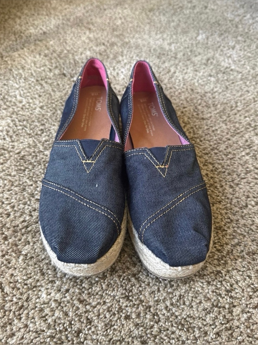 Toms Valencia Denim Blue Espadrille Slip-On